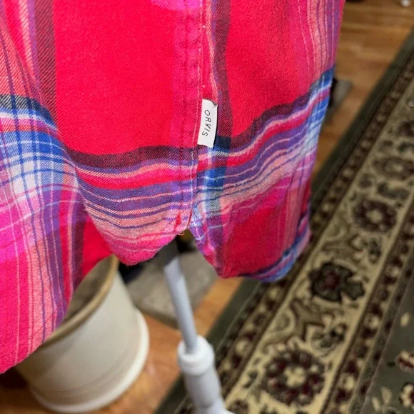 ORVIS CLASSIC COLLECTION SIZE LARGE RED MULTICOLORED PLAID FLANNEL SHIRT - Picture 5 of 6